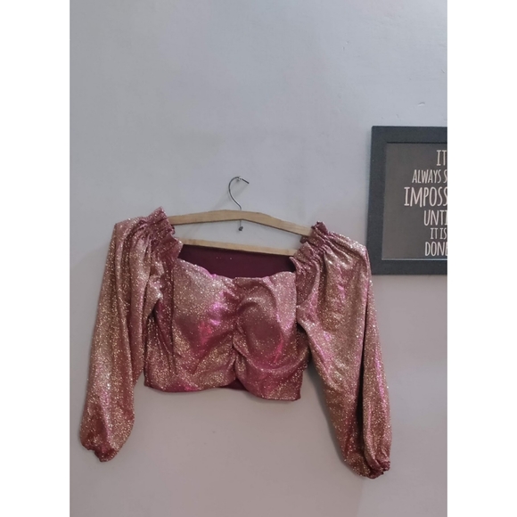 Multicolored glittered crop top party wear - Picture 2 of 8